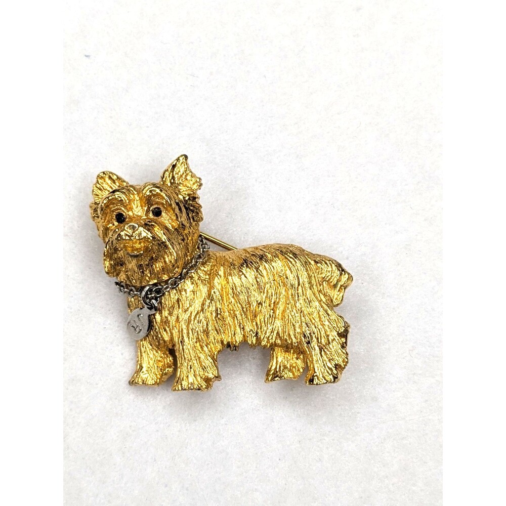 Vintage Joan Rivers Scottie Dog Scottish Terrier Brooch Pin with Collar